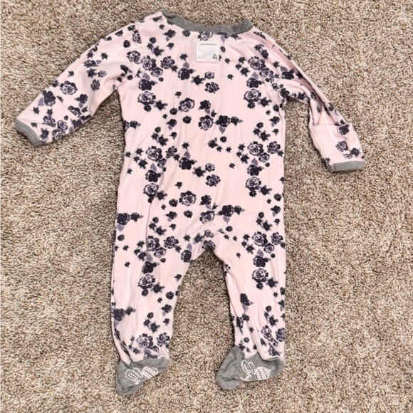 Burt’s Bees Baby Organic Floral Footed Sleeper Pajamas - Size 0-3 Months - Picture 6 of 7